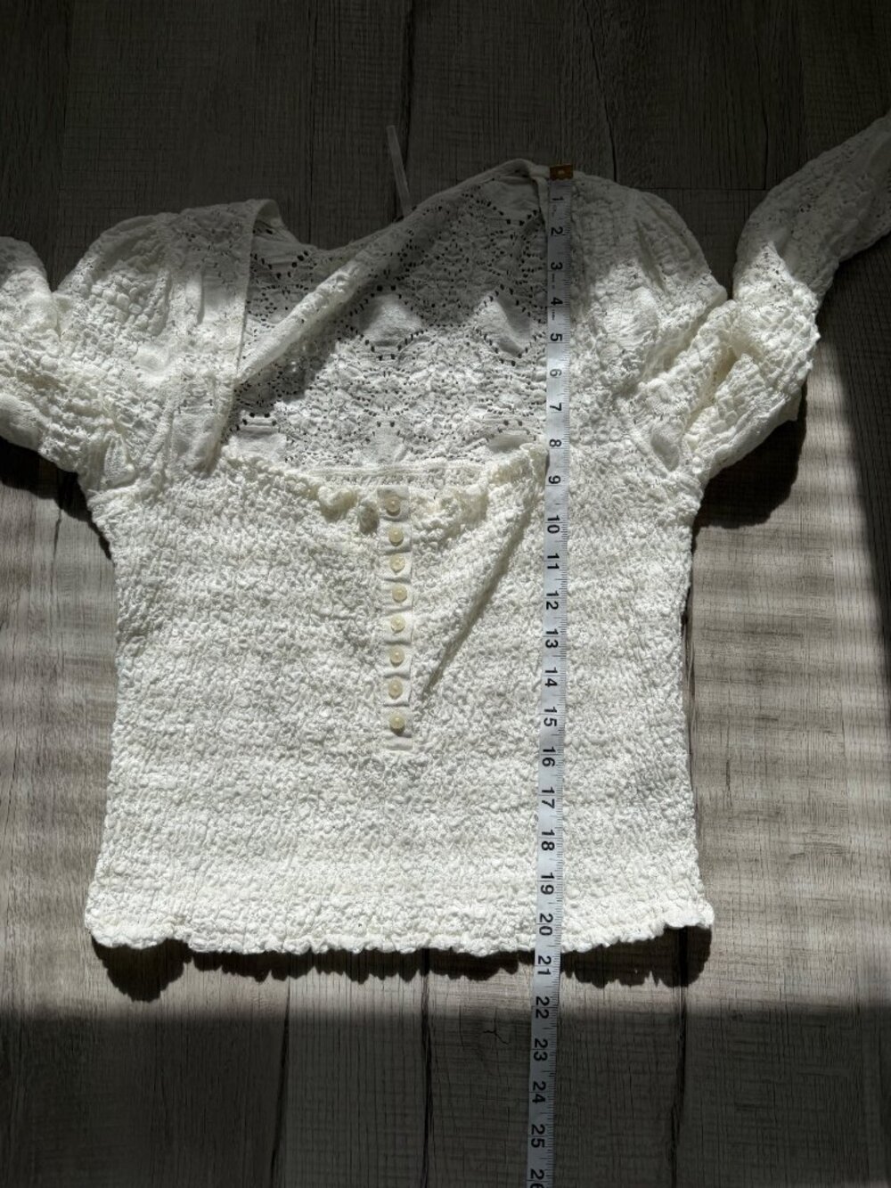 Free People Size L Top Milkmaid Lace Confection Square Neck Coquett White - Picture 7 of 9